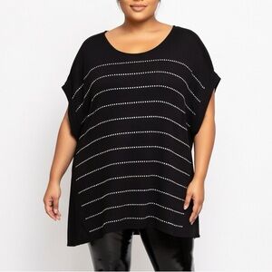 Lane Bryant Black Dolman Sleeve Top w/ Shiny Rhinestone Stripes - Size 26/28